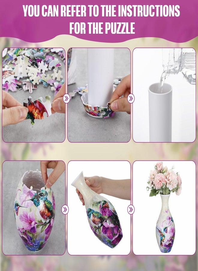 Silipull 3D Puzzle Vase Puzzle Flower Vase Crafted from 160 Curved Plastic Puzzle Pieces 3D DIY Housewarming Gift for Flower Arrangements and Home Decoration(Trochilus) - Image 5